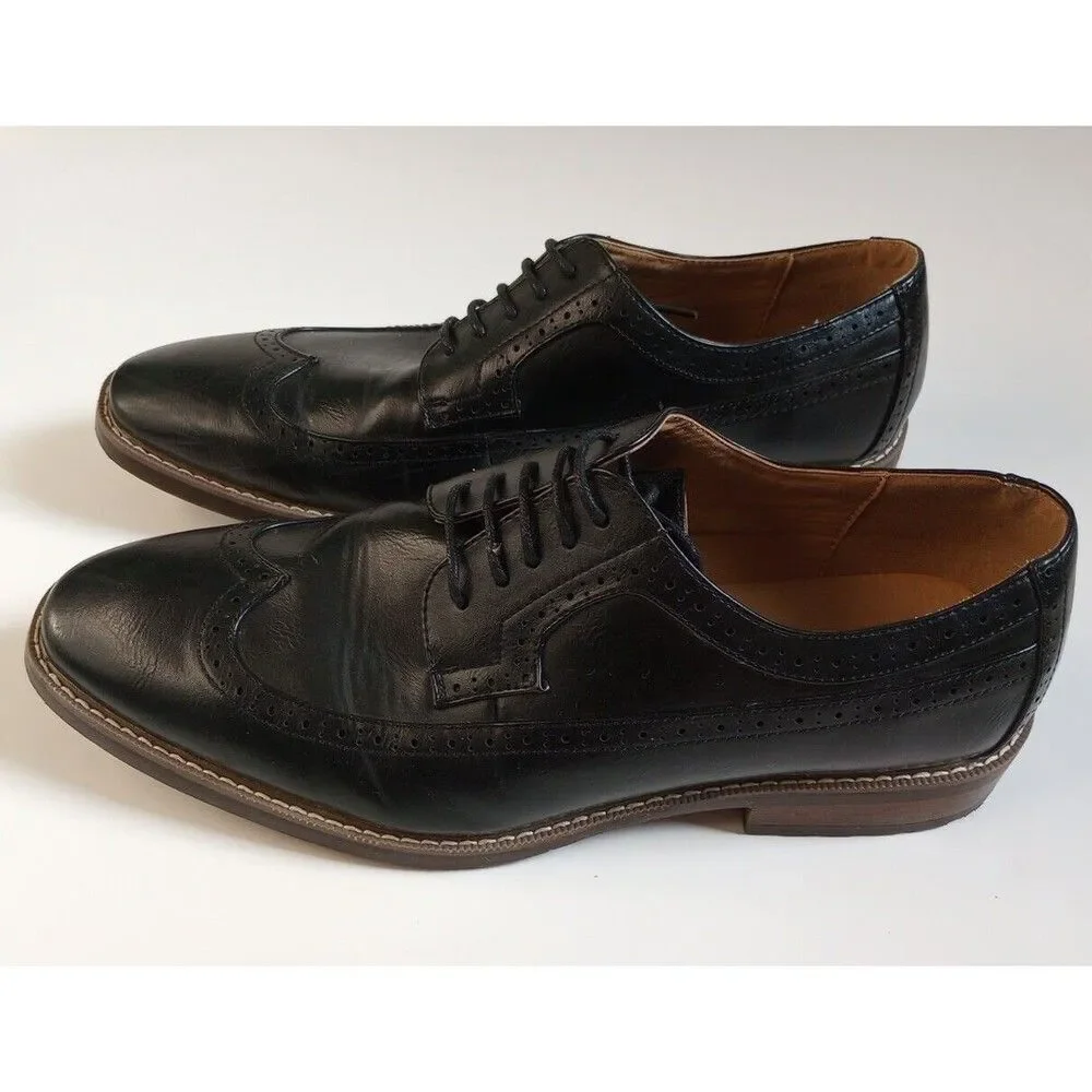 Steve Madden Shoes Mens Size 13 Black Wingtip Lace Up Dress Shoes